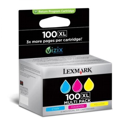 Tusze oryginalne 100XL CMY do Lexmark (14N0850) (trójpak)