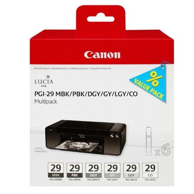 Tusze oryginalne PGI-29 MBK/PBK/DGY/GY/LGY/CO do Canon (4868B018) (komplet)