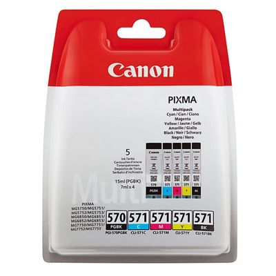 Tusze oryginalne PGI-570/CLI-571 CMYK do Canon (0372C004, 0372C006) (komplet)