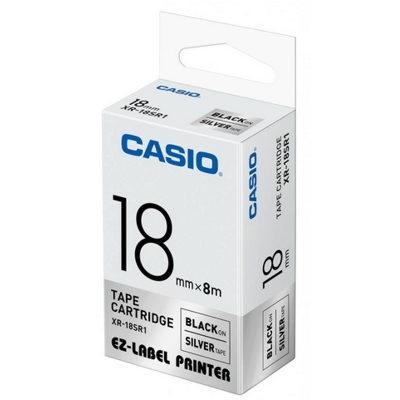 Taśma Barwiąca oryginalny XR-18SR1 do Casio (XR-18SR1) (Srebrny)