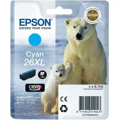 Tusz oryginalny T2632 do Epson (C13T26324010) (Błękitny)