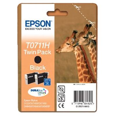 Tusze oryginalne T0711 do Epson (C13T0711H4010) (Czarny) (dwupak)