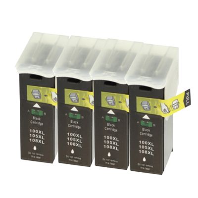 4x Tusz zamiennik 100 BK do Lexmark (014N0820E) (Czarny) 4x Tusz zamiennik 100 BK do Lexmark (014N0820E) (Czarny)