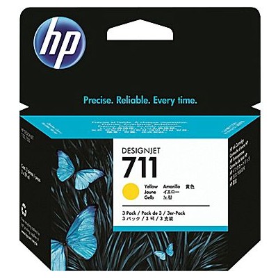 Tusze oryginalne 711 do HP (CZ136A) (Żółty) (trójpak)